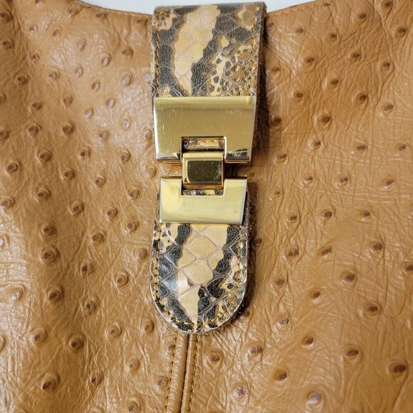 Superb Vintage Ostrich and Snakeskin Shoulder Bag - Picture 3 of 12